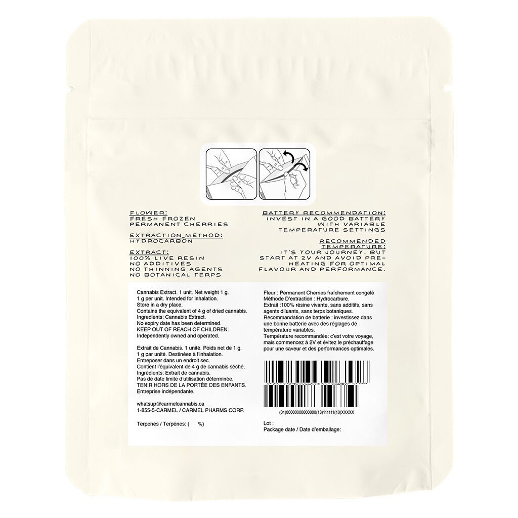 Permanent Cherries Pure Live Resin 510 1g <br>Indica <br>0.0% | 0.00% Terps - Image 3