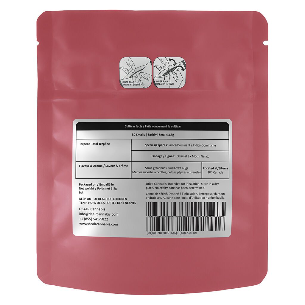 Zashimi Smalls 3.5g <br>Indica <br>31.5% THC | 1.13% CBD <br>1.38% Terps - Image 3