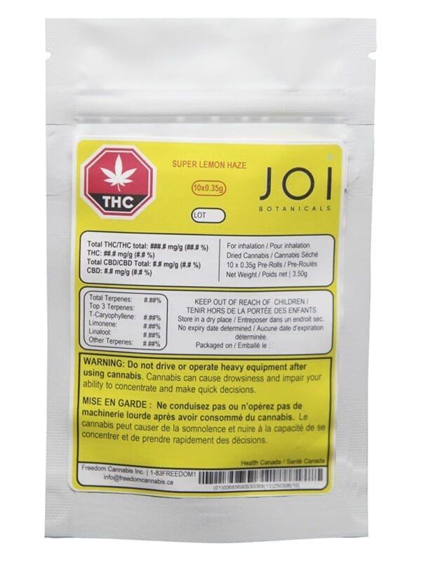 CBD Super Lemon Haze Pre-Rolls 10 Pack by JOI Botanicals