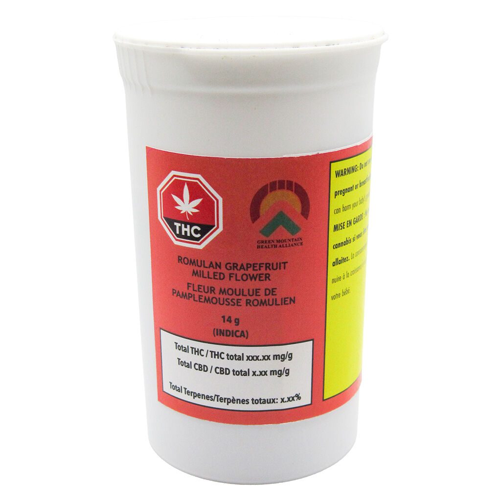 Romulan Grapefruit Milled Flower 14g by Green Mountain Health Alliance