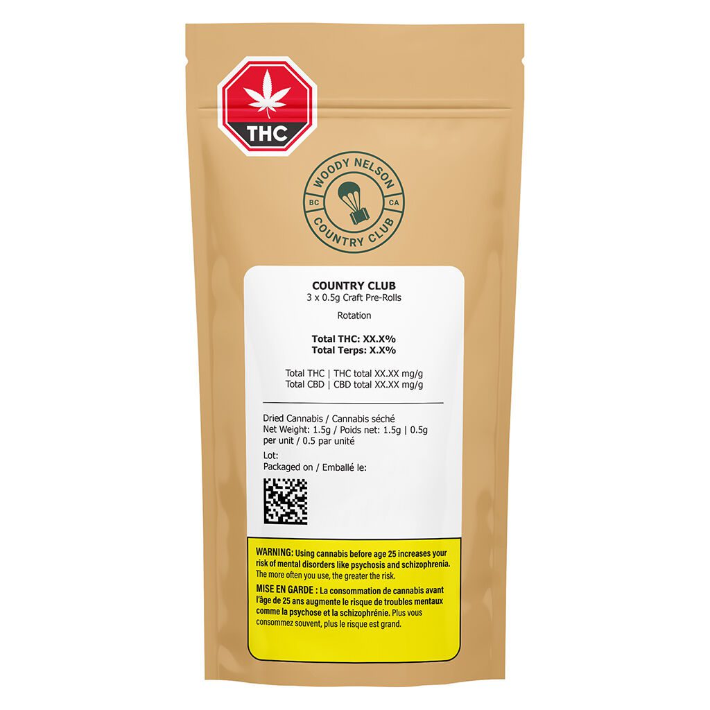 Country Club Craft Pre-Rolls 3 Pack by Woody Nelson