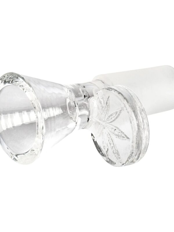 Red Eye Glass Clear Leaf Stamped Bowl Piece - 14mm