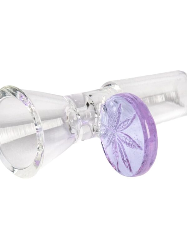 Red Eye Glass Purple Leaf Stamped Bowl Piece - 14mm