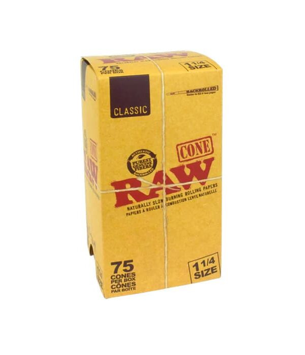 Raw Classic Natural Pre-Rolled Cones 1 1/4 Size Pack of 75