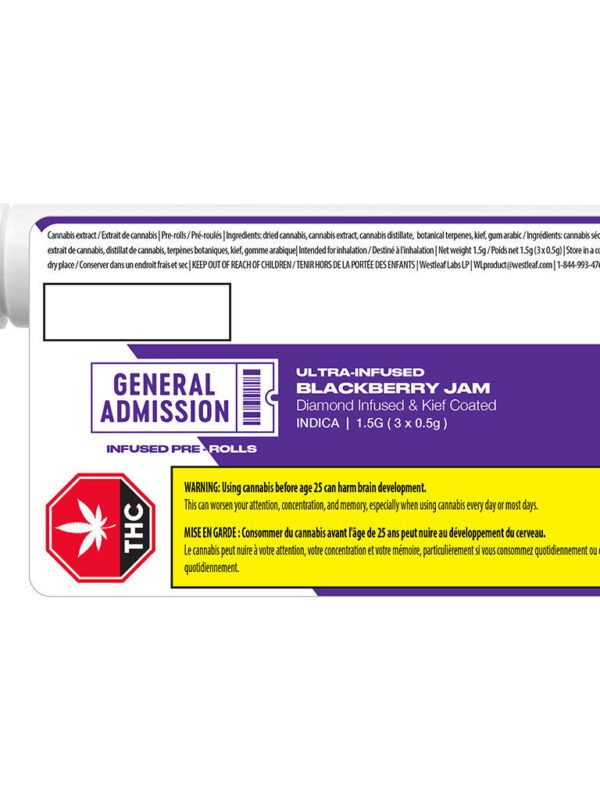 Blackberry Jam Diamond Infused Pre-Rolls 3 Pack by General Admission