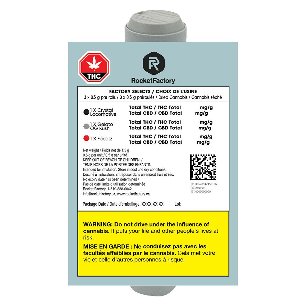 Factory Selects Pre-Rolls 3 Pack by Rocket Factory