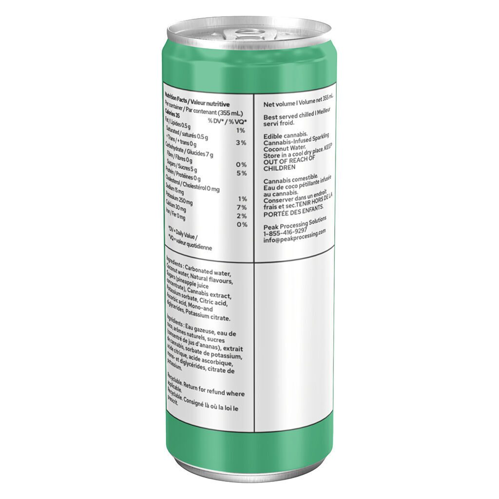 Sparkling Coconut Water with Pineapple 355ml <br>10mg THC | 10mg CBG - Image 3