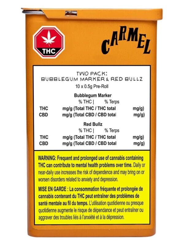 Two Pack: Bubblegum Marker & Red Bullz Pre-Rolls 10 Pack by Carmel
