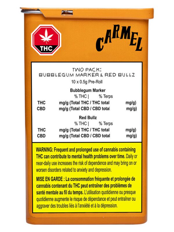 Two Pack: Bubblegum Marker & Red Bullz Pre-Rolls 10 Pack by Carmel