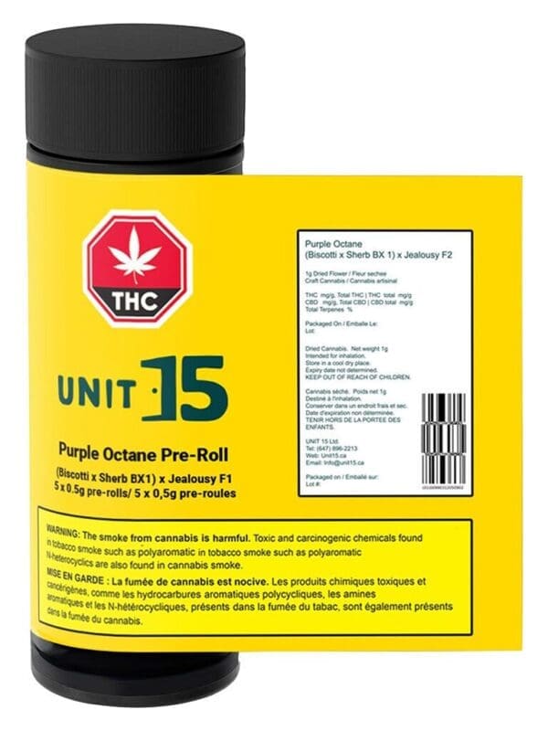 Purple Octane Pre-Rolls 5 Pack by Unit 15