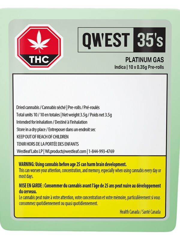 Platinum Gas Pre-Rolls 10 Pack Qwest Indica Montrose Cannabis