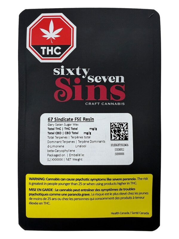 67 Sindicate FSE Resin Sugar Wax 1g by Sixty Seven Sins - Montrose Cannabis