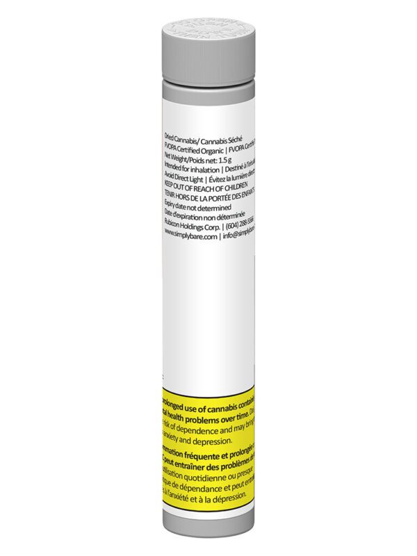 BC Organic Plumz Pre-Rolls 3 Pack premium FVOPA certified organic indica joints by Simply Bare.
