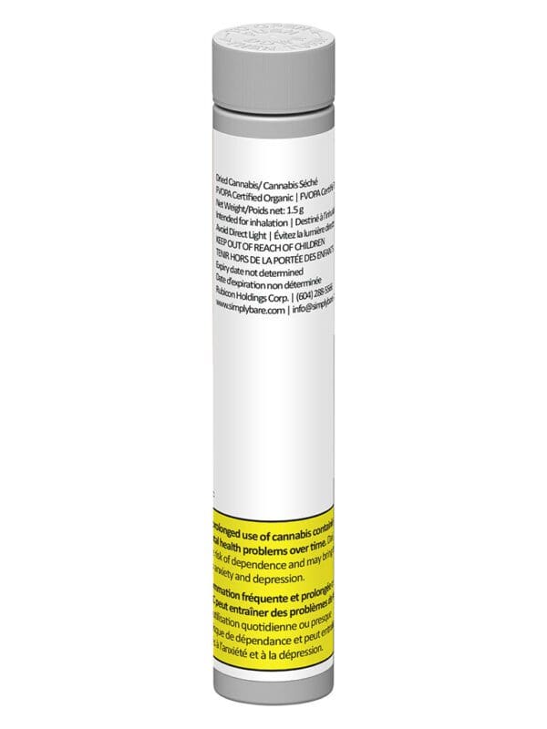 BC Organic Plumz Pre-Rolls 3 Pack premium FVOPA certified organic indica joints by Simply Bare.