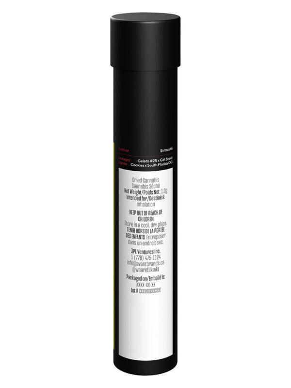 Britscotti Glass Cannon BLNT 1g premium heavy-hitting indica blunt pre-roll with glass tip by BLK MKT.