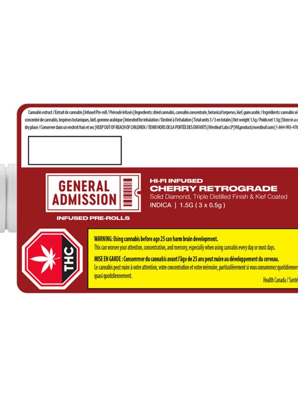 Cherry Retrograde Infused Pre-Rolls 3x0.5g by General Admission - Montrose Cannabis