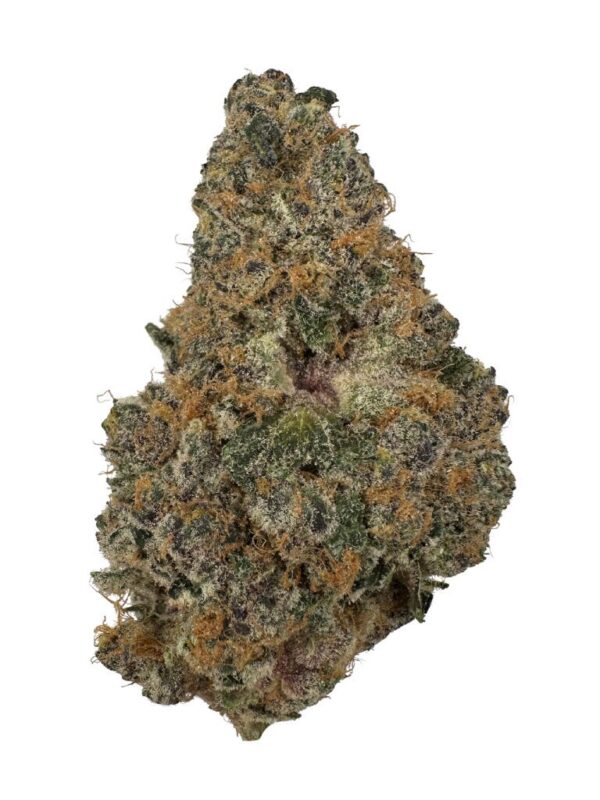 Headstone Cannabis Blackberry Cherry 3.5g container displaying frosty, purple-hued craft indica buds grown non-irradiated in Alberta.
