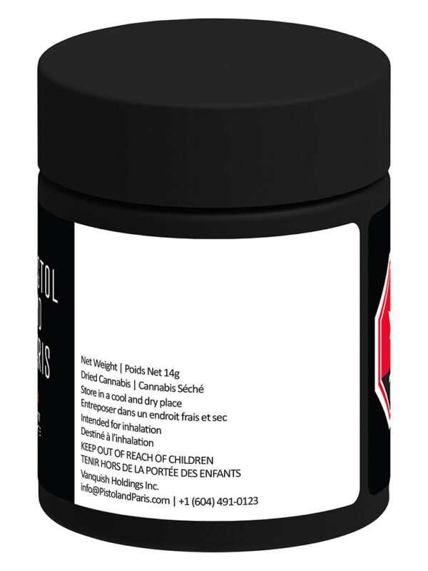 Perma Fried 14g premium indica dominant cannabis flower by Pistol and Paris, available for local delivery from Montrose Cannabis.