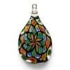Teardrop Mandala Glass Pendant with orange, teal, blue, green, yellow, and black mandala-style colourwork.