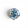 Aqua Bloom Hollow Pendant handcrafted hollow glass pendant with blue, cream, and gold floral swirl design.