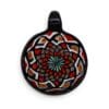 Black Opal Mandala Glass Pendant with red, white, amber, teal, and iridescent mandala-style colourwork.