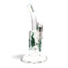 Medicali Honeycomb Dish Dab Rig with clear glass chamber, curved mouthpiece, green flame logo, and dish attachment.