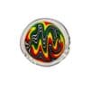 Rasta Wig Wag Glass Pendant with red, yellow, green, black, and white linework encased in clear glass.