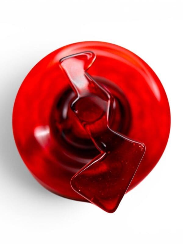 Ruby Directional Glass Carb Cap with raised airflow handle for compatible quartz bangers.