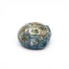 Side view of the Aqua Bloom Hollow Pendant showing rounded hollow glass form with blue and gold colourwork.