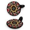 Black Opal Mandala Glass Pendant shown from top and side angles with layered mosaic-style colourwork.