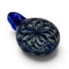Angled view of Blue Ornamental Smudge Cap Pendant with layered blue floral pattern and smoky glass finish.