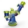 Rear angle of Huffy Crushed Opal Mini Banger Dab Rig with encased opal marble