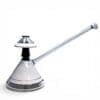 Side view of the JAG Art Deco Pro Cane dab rig with long clear neck, white cone base, and matching glass carb cap.