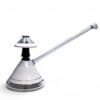 Side view of the JAG Art Deco Pro Cane dab rig with long clear neck, white cone base, and matching glass carb cap.