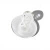 Top view of the clear glass Terp Trunk directional carb cap displaying the directional airflow opening.