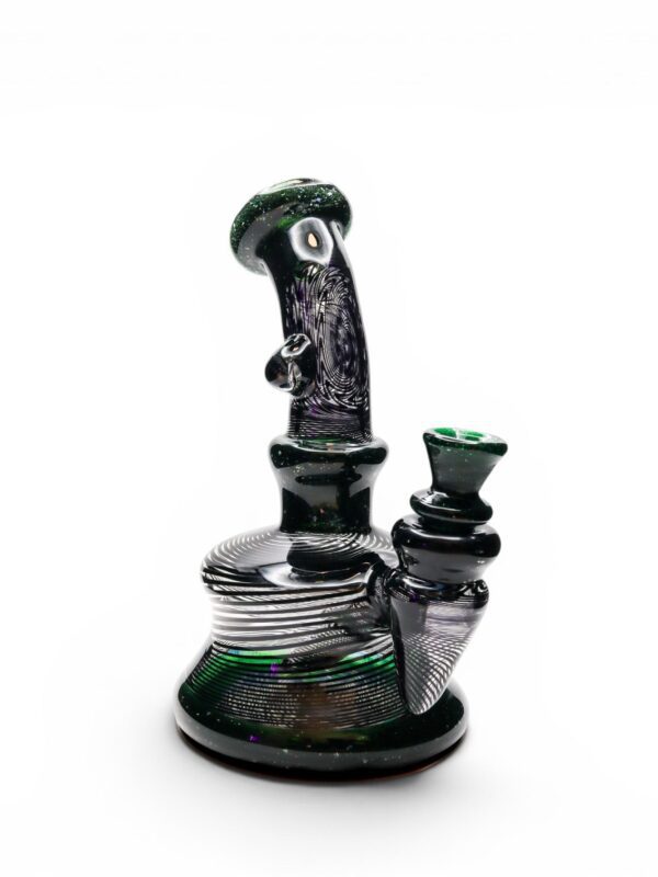 Emerald Spiral Worked Mini Dab Rig handcrafted borosilicate glass dab rig front angle view