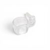 Quartz Trough Banger with clear quartz body, curved neck, frosted joint, and round trough-style dish.
