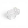 Quartz Trough Banger with clear quartz body, curved neck, frosted joint, and round trough-style dish.