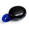 Back view of Blue Ornamental Smudge Cap Pendant with smooth dark glass backing and cobalt blue pendant loop.