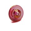 Opalescent pink iridescent carb cap made from glass for use with compatible quartz bangers.