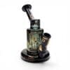 JAG x Pyrology Collab Riglet Rear View | handcrafted borosilicate glass dab rig with gold industrial graphics