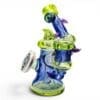 Three-quarter view of Huffy Crushed Opal Mini Banger Dab Rig handcrafted functional glass