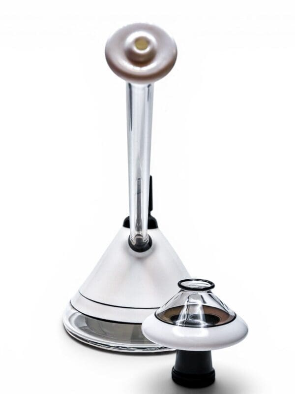 JAG Art Deco Pro Cane dab rig with matching glass carb cap displayed separately beside the rig.