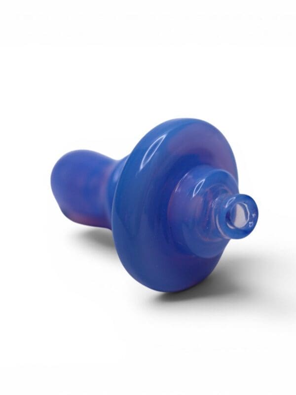 Cobalt Bubble Carb Cap with deep blue glass body, wide circular cap, rounded handle, and airflow opening.